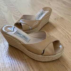 Nude patent leather platform Jimmy Choo espadrille